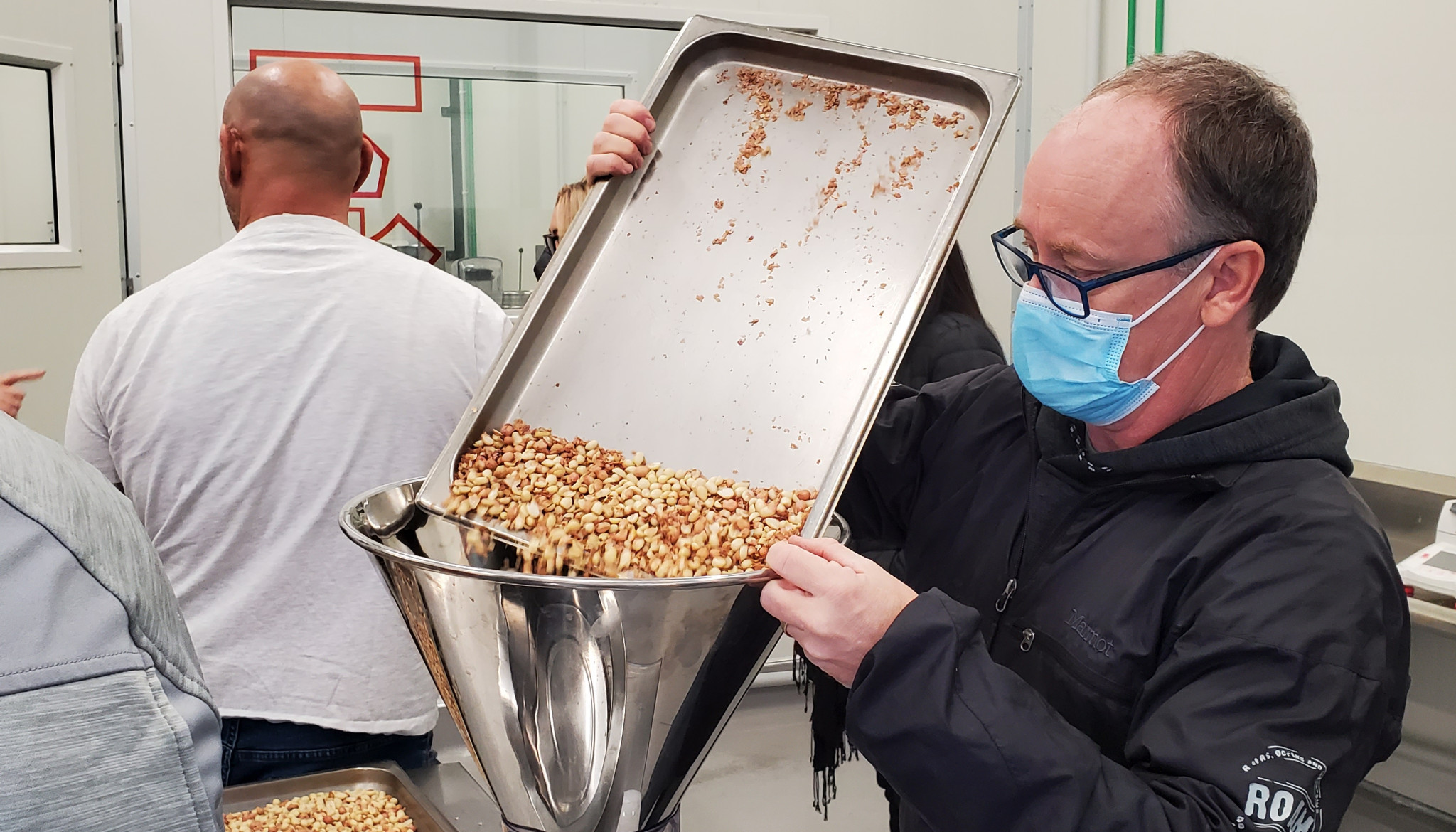 Peanuts being processed
